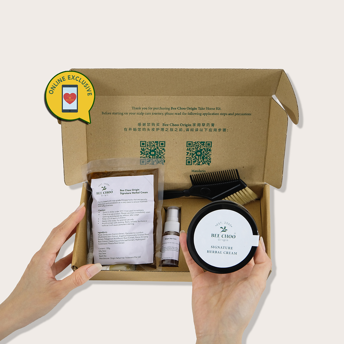 Take-home kit product box by bee choo for scalp treatment