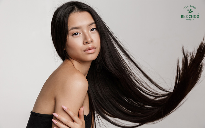 Woman with long, silky, healthy hair