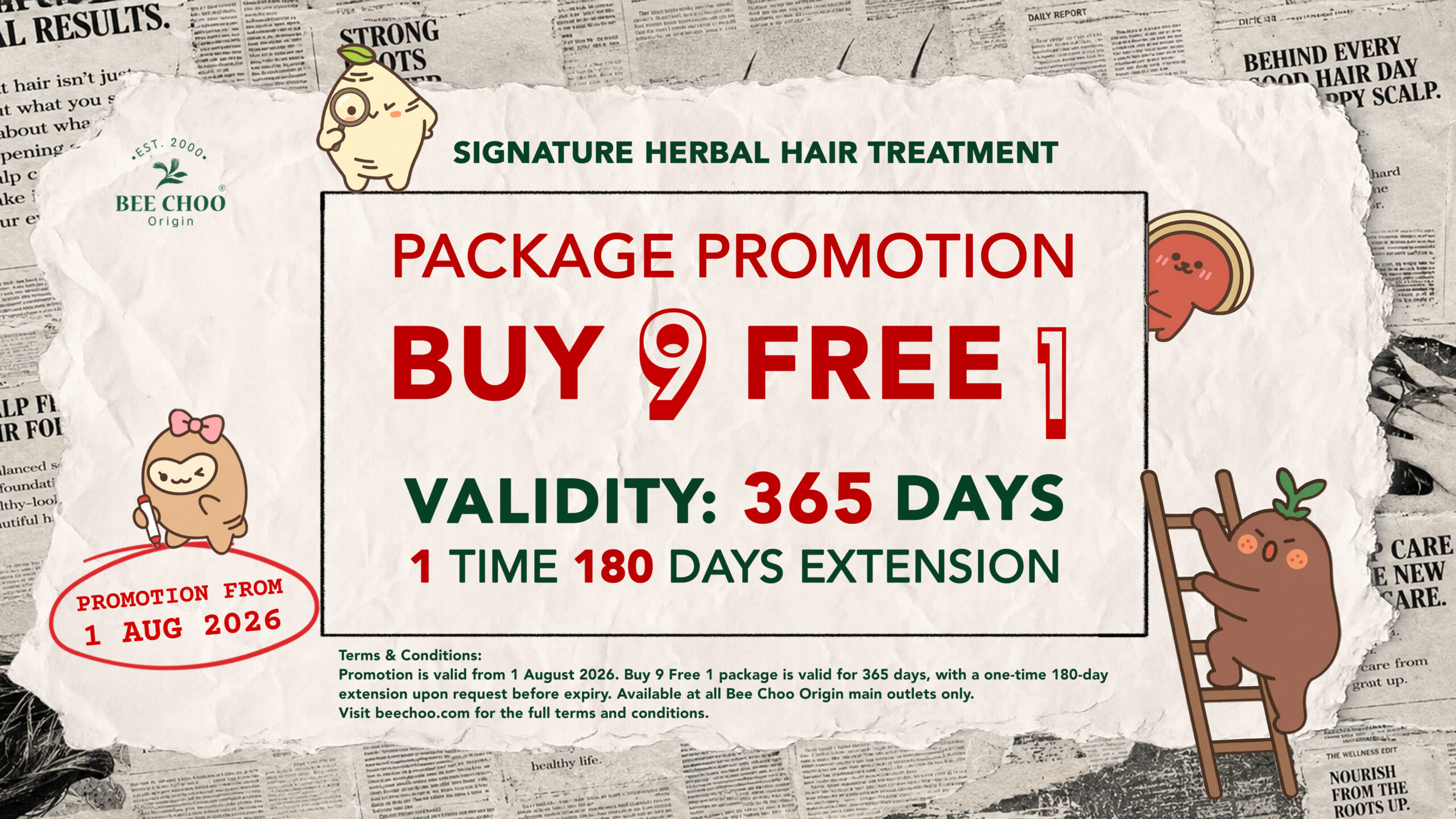 Bee Choo Origin Package Promotion Buy 9 free 1 session Aug 2026 Promotion